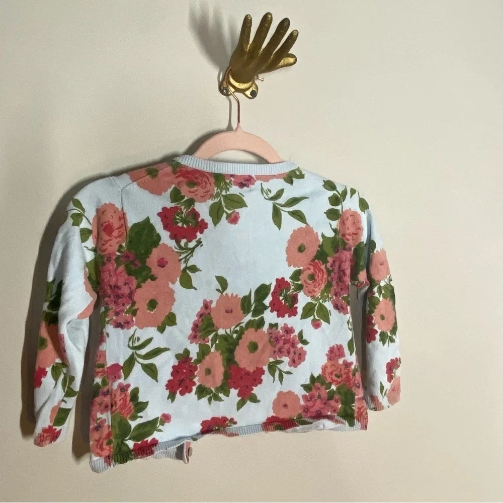 Mini Boden Floral Cotton Cardigan – Size 3–4Y